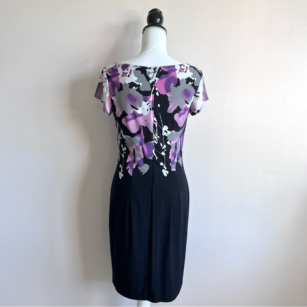 Joseph Ribkoff Black and Purple Midi Dress - Picture 10 of 10
